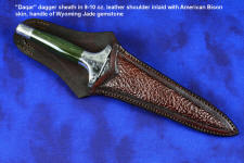 "Daqar" Dagger with hand-carved leather sheath inlaid with American Bison Skin